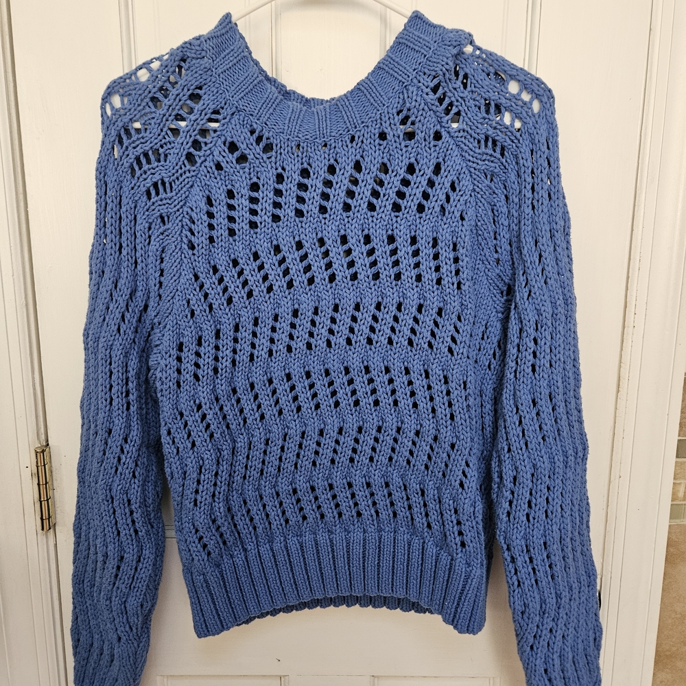 American Eagle Outfitters Open-Knit Blue Sweater